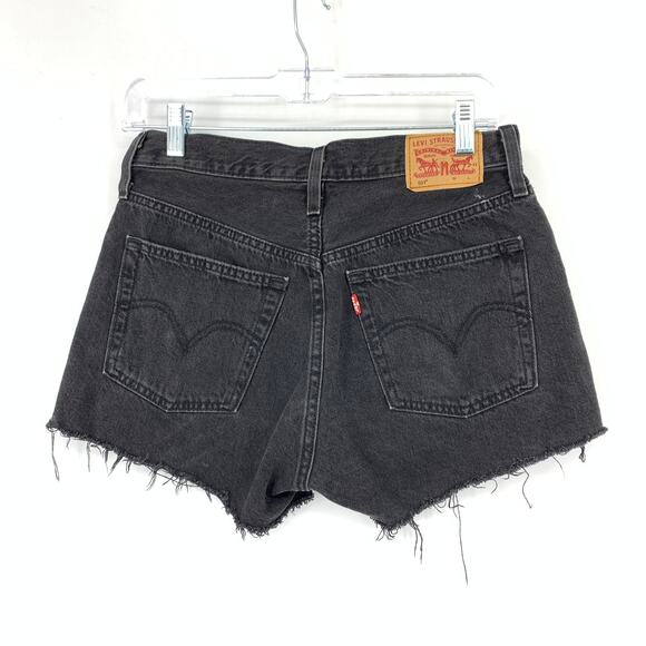 Levis 501 Cut Off Jean Shorts Womens Size 25 Black Wash - Picture 2 of 8